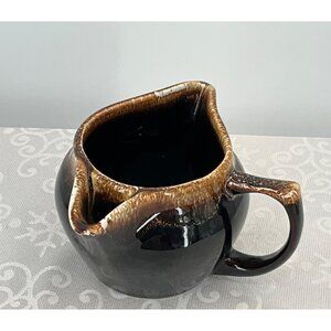 Pfaltzgraff Brown Drip Ceramic Gravy Boat Double Spouts & Handle‎ Approx. 4.5" H
